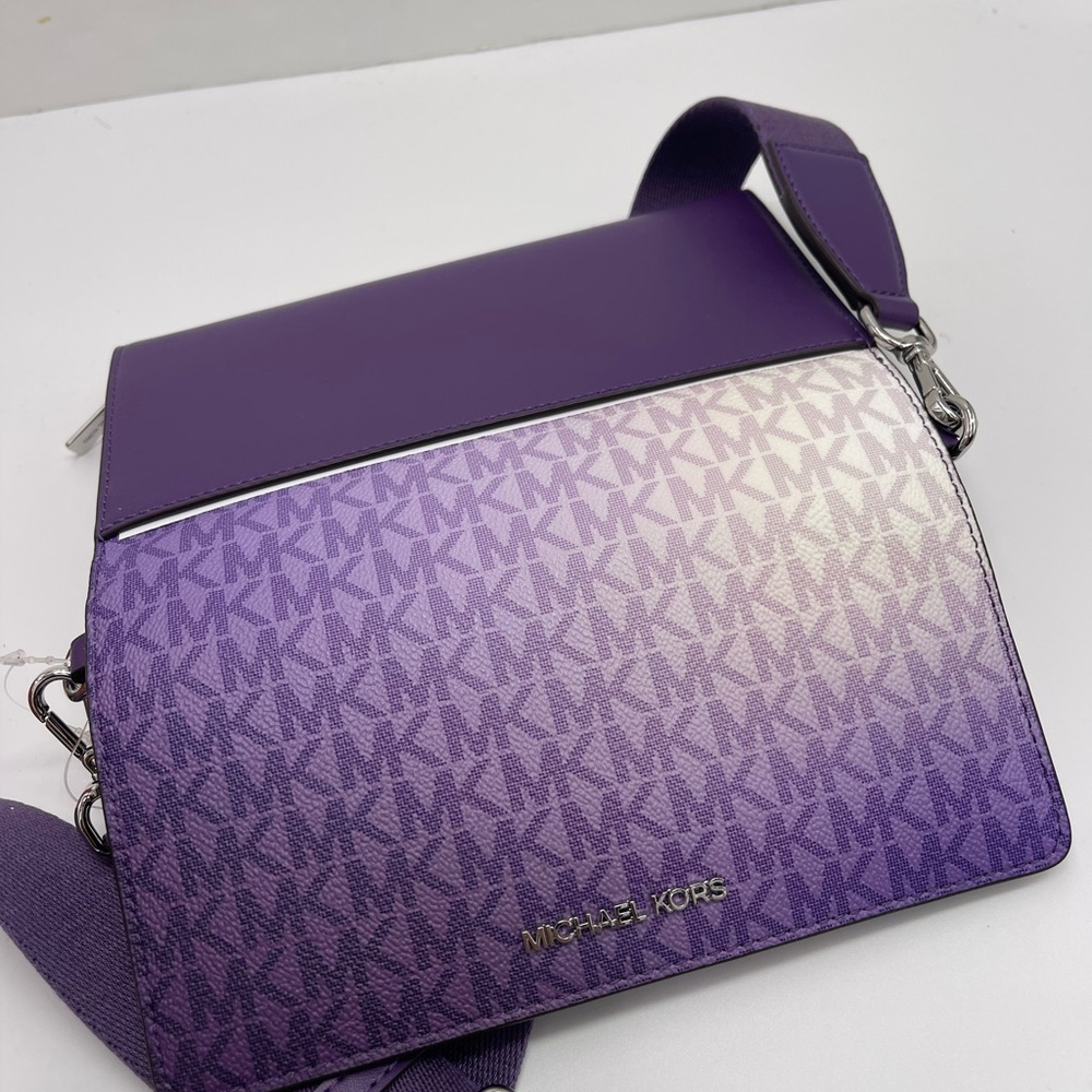 Michael Kors Purple Gradient Signature Crossbody Bag - Picture 9 of 16
